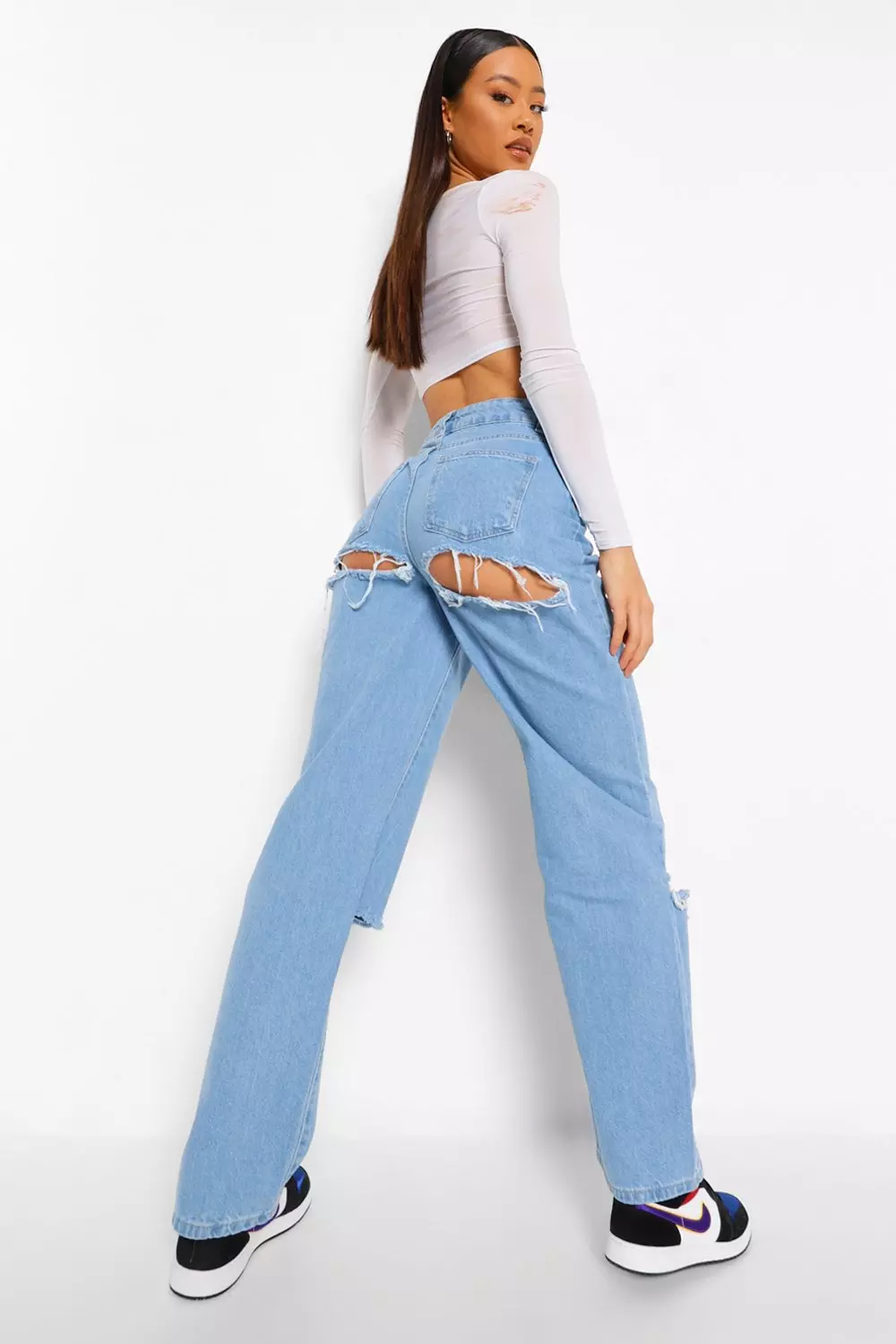 Jeans with hot sale big knee rips